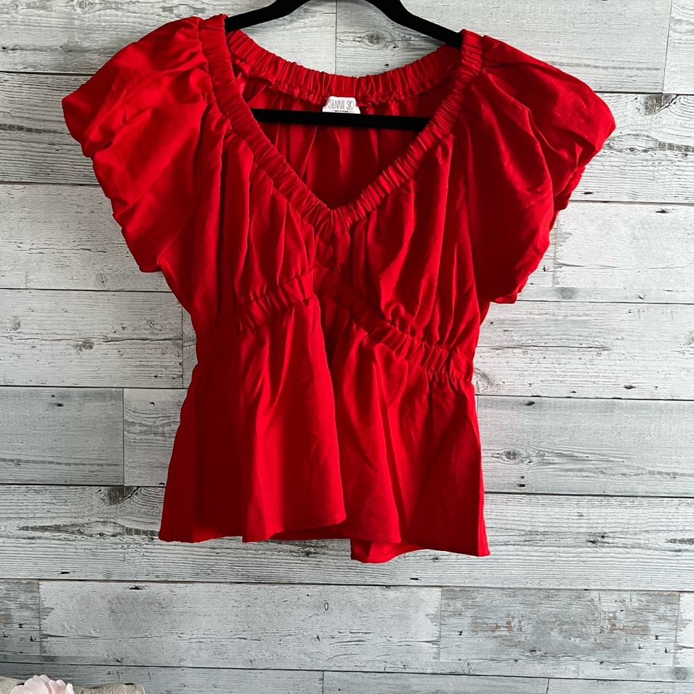 Festive bright Red top by Sienna Sky!